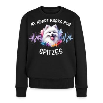 Spitz Herzlinie - Frauen Premium Bio Pullover - Schwarz - Vorne - Julia (174cm)