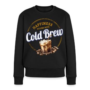 Conception de café vintage à cold brew avec grains de café - Pull Premium bio Femme - noir - Devant - Julia (174cm)