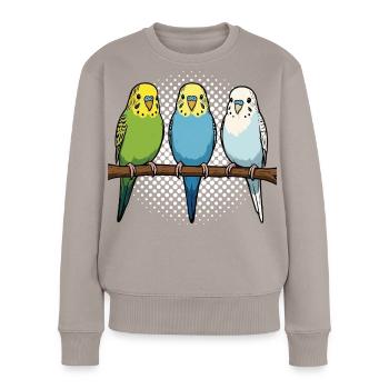 Propriétaires de perruches ondulées Propriétaires de perruches ondulées - Pull Premium bio Femme - taupe - Devant - Julia (174cm)