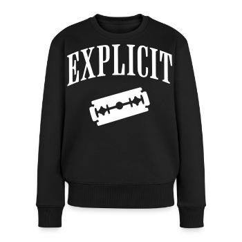 Motif explicite de lame de rasoir - Pull Premium bio Femme - noir - Devant - Julia (174cm)