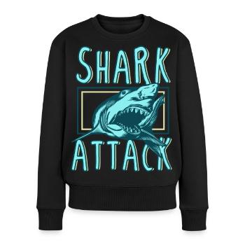 Attaque de requin – Prédateur océanique rétro féroce - Pull Premium bio Femme - noir - Devant - Julia (174cm)
