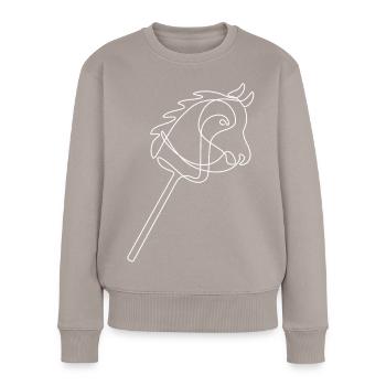 Hobby Horsing | Reiten | Sport | Geschenk - Frauen Premium Bio Pullover - Taupe - Vorne - Julia (174cm)