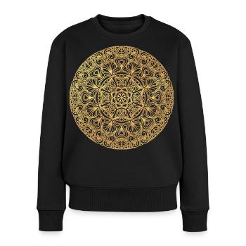 Mandala Art nouveau - or - Pull Premium bio Femme - noir - Devant - Julia (174cm)
