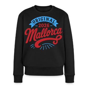 Malle 2026 Original 2026 Mallorca - Frauen Premium Bio Pullover - Schwarz - Vorne - Julia (174cm)