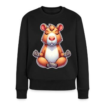 Capybara Yoga Meditieren - Frauen Premium Bio Pullover - Schwarz - Vorne - Julia (174cm)