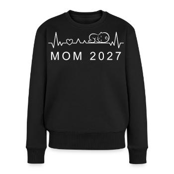 Annonce de grossesse sur le battement de cœur du bébé 2027 - Pull Premium bio Femme - noir - Devant - Julia (174cm)