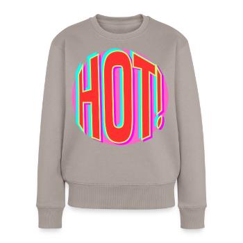 Neon Hot Retro Schriftzug - Frauen Premium Bio Pullover - Taupe - Vorne - Julia (174cm)
