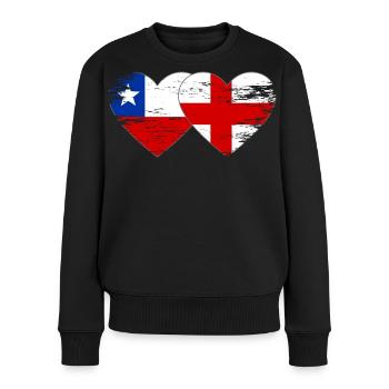 Chile England flagge Herz - Frauen Premium Bio Pullover - Schwarz - Vorne - Julia (174cm)