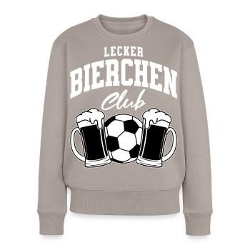 Lecker Bierchen Club Fußball - Frauen Premium Bio Pullover - Taupe - Vorne - Julia (174cm)
