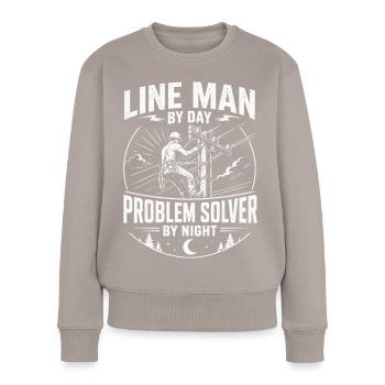Strom Leitung Kabel Techniker Motiv - Frauen Premium Bio Pullover - Taupe - Vorne - Julia (174cm)