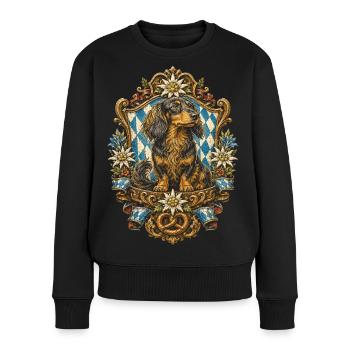 Dackel Rauhaardackel Langhaardackel - Frauen Premium Bio Pullover - Schwarz - Vorne - Julia (174cm)