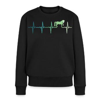 Pferdeherzschlag-Reitdressur - Frauen Premium Bio Pullover - Schwarz - Vorne - Julia (174cm)