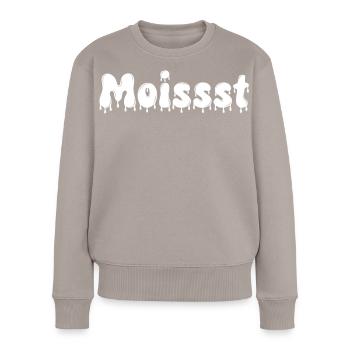 Feuchter tropfender Text - Frauen Premium Bio Pullover - Taupe - Vorne - Julia (174cm)