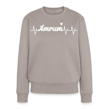 Battement de cœur Amrum - Pull Premium bio Femme - taupe - Devant - Julia (174cm)