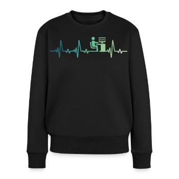 Heartbeat Programmer-Entwickler - Frauen Premium Bio Pullover - Schwarz - Vorne - Julia (174cm)