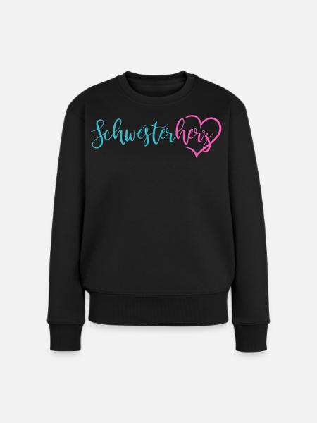 Schwesterherz - Frauen Premium Bio Pullover - Schwarz