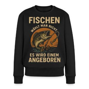Fisch Angel Sport Rute Abenteuer - Frauen Premium Bio Pullover - Schwarz - Vorne - Julia (174cm)