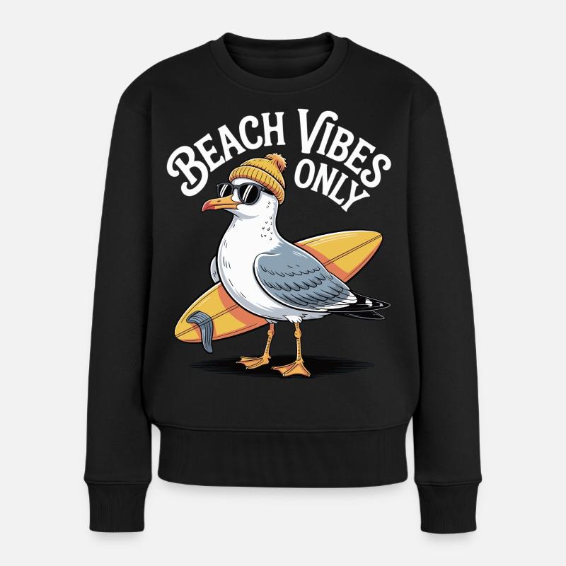 Ambiance de la plage Mouette - Pull Premium bio Femme - noir