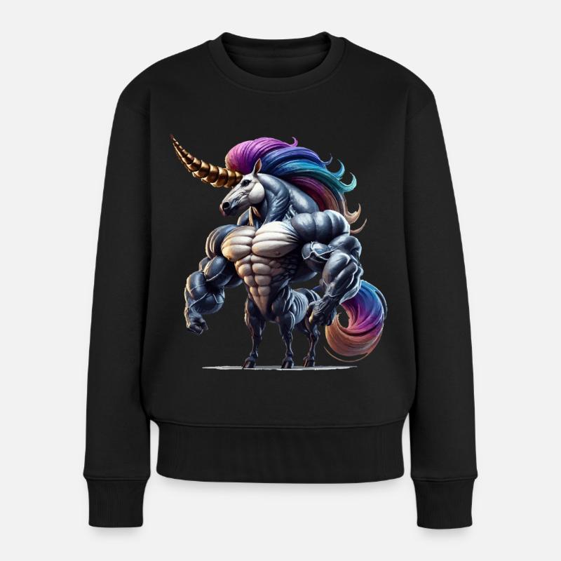 Super Einhorn - Frauen Premium Bio Pullover - Schwarz