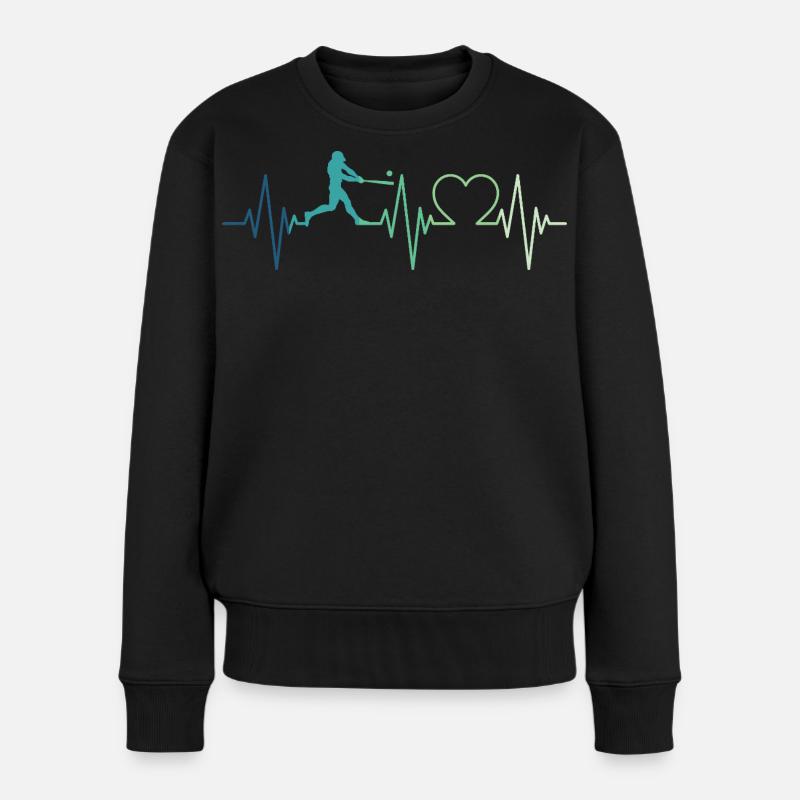 Baseball Baseball Heartbeat Baseball Player - Women's Premium Organic Jumper - black