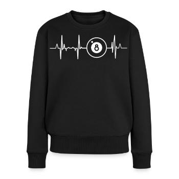 Billard Herzklopfen - Frauen Premium Bio Pullover - Schwarz - Vorne - Julia (174cm)