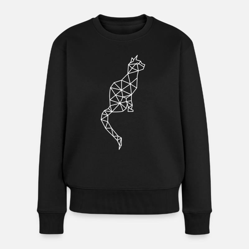 Katzen TShirt Geschenk Katzenmotiv Süße Katze - Frauen Premium Bio Pullover - Schwarz