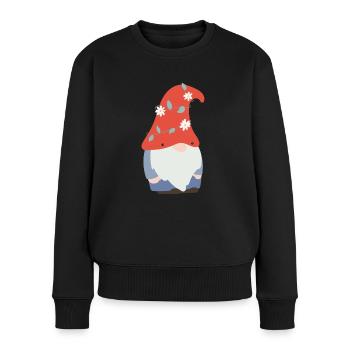 Süßer Gartenzwerg - Frauen Premium Bio Pullover - Schwarz - Vorne - Julia (174cm)