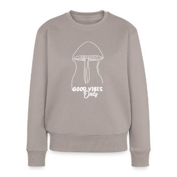 PILZ. NUR GUTE STIMMUNG - Frauen Premium Bio Pullover - Taupe - Vorne - Julia (174cm)