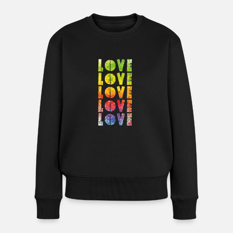 LOVE - Frauen Premium Bio Pullover - Schwarz