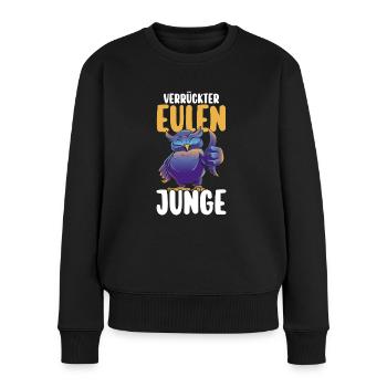 Eulen - Frauen Premium Bio Pullover - Schwarz - Vorne - Julia (174cm)