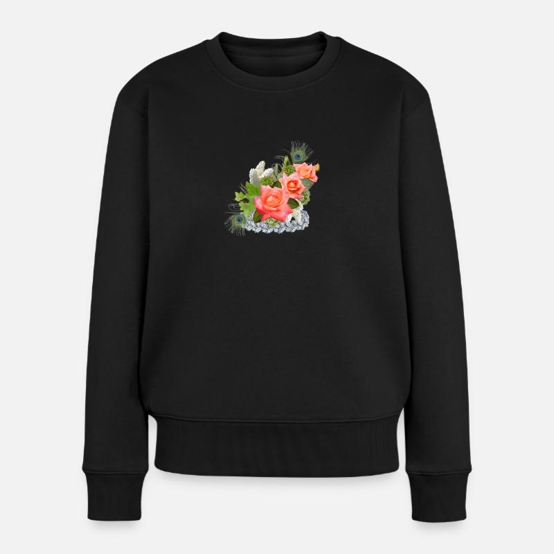 Des fleurs avec des bijoux - Pull Premium bio Femme - noir