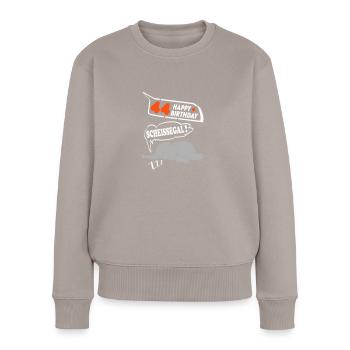 Geburtstag 44 Jahre Birthday Elefant Scheissegal - Frauen Premium Bio Pullover - Taupe - Vorne - Julia (174cm)