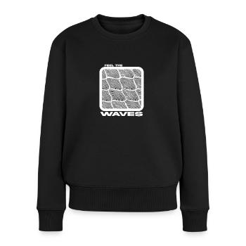 Feel The Waves #1 - Black Shirt - Frauen Premium Bio Pullover - Schwarz - Vorne - Julia (174cm)