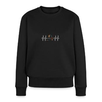 Bassschlüsssel mit Herzlinie - Frauen Premium Bio Pullover - Schwarz - Vorne - Julia (174cm)