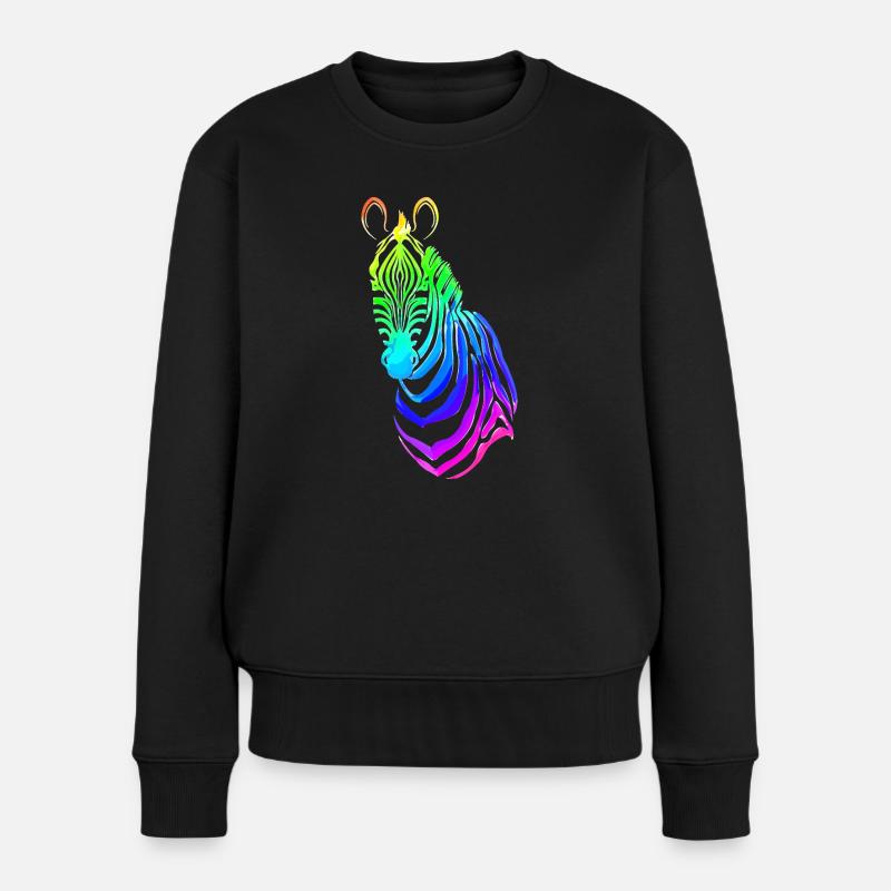 Zebra | Wildtier | Zoo | Afrika - Frauen Premium Bio Pullover - Schwarz