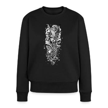 Göttin der Unterwelt - Frauen Premium Bio Pullover - Schwarz - Vorne - Julia (174cm)