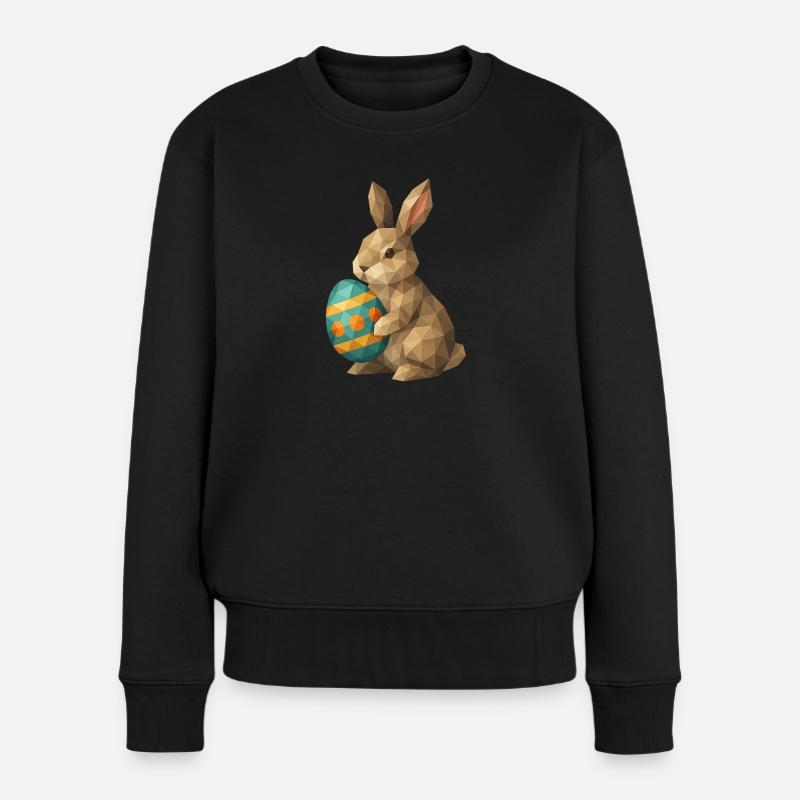 Geometric Easter Bunny - Women's Premium Organic Jumper - black