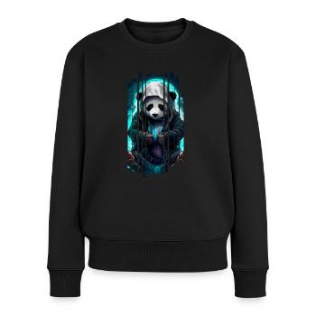 Animaux doux, cyber panda - Pull Premium bio Femme - noir - Devant - Julia (174cm)