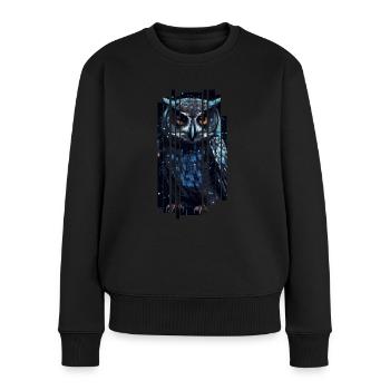 Süße Cyber-Eule - Frauen Premium Bio Pullover - Schwarz - Vorne - Julia (174cm)