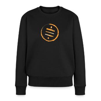 SatsLogoScratch Orange - Frauen Premium Bio Pullover - Schwarz - Vorne - Julia (174cm)