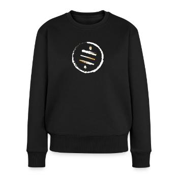 SatsLogoScratch White - Frauen Premium Bio Pullover - Schwarz - Vorne - Julia (174cm)