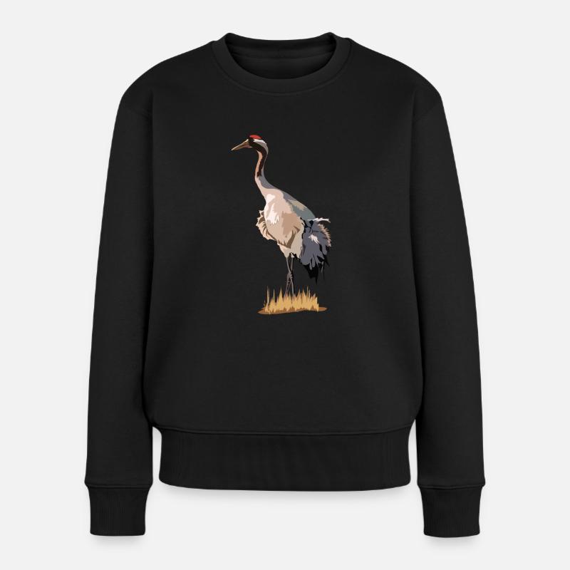 Kranich - Frauen Premium Bio Pullover - Schwarz