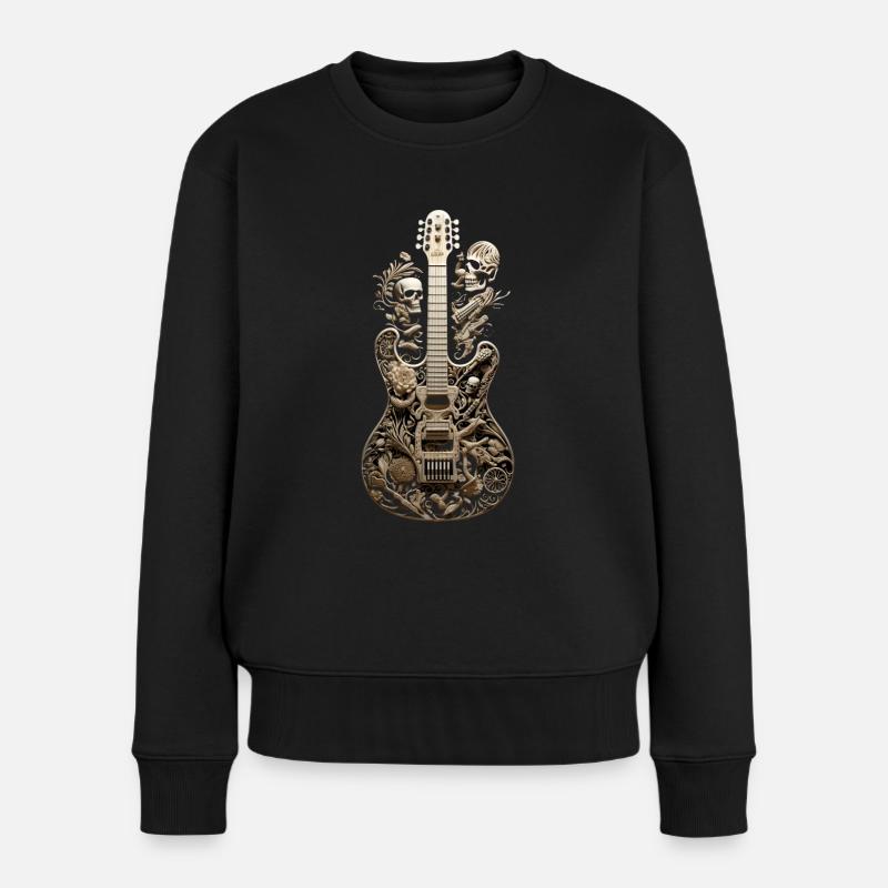 Gitarre Konzert Bands Musik - Frauen Premium Bio Pullover - Schwarz