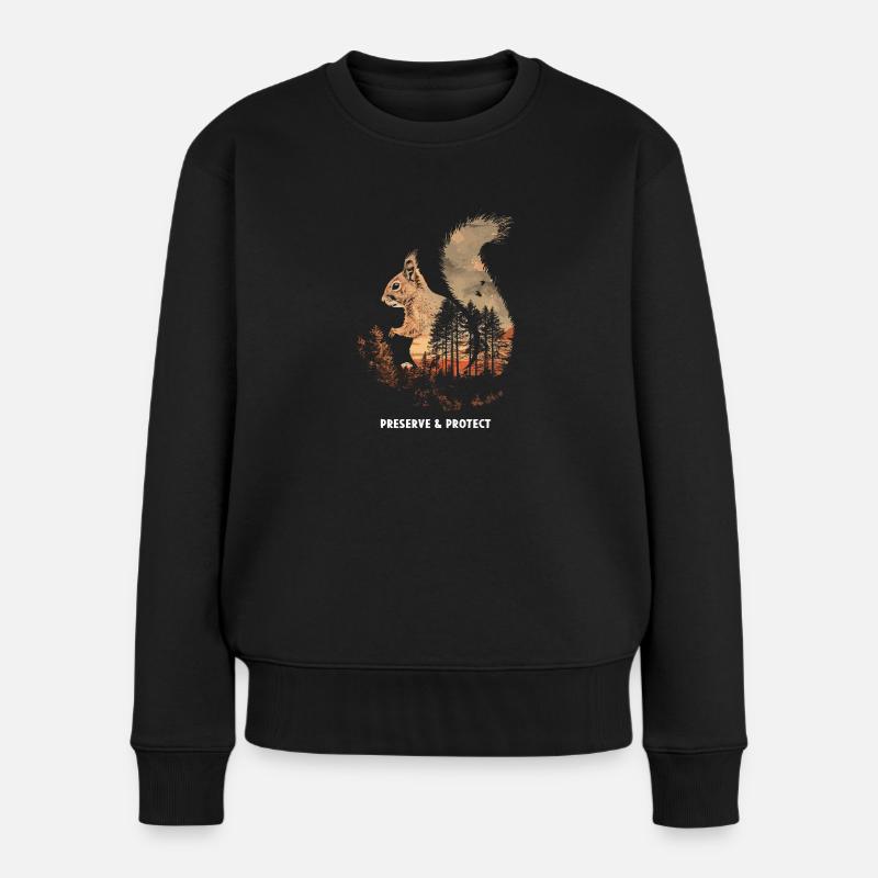 Preserve & Protect Eichhörnchen Baumhörnchen Wald - Frauen Premium Bio Pullover - Schwarz