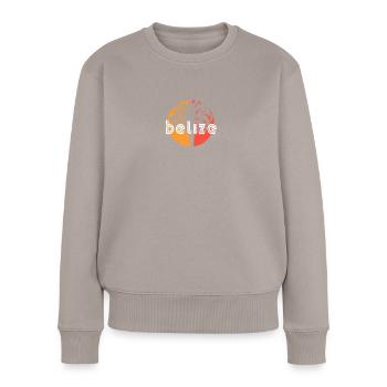 Belize Künstlerisches Urlaubssouvenir Palme - Frauen Premium Bio Pullover - Taupe - Vorne - Julia (174cm)