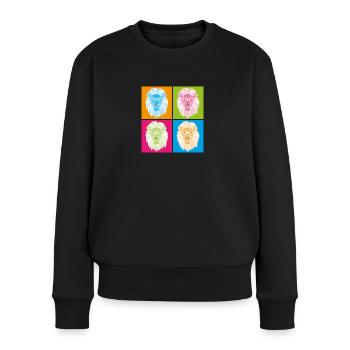 Popart géométrique du lion - Pull Premium bio Femme - noir - Devant - Julia (174cm)
