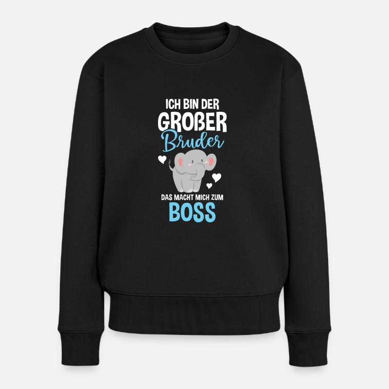 Großer Bruder Ich Bin Der Boss - Elefant - Frauen Premium Bio Pullover - Schwarz