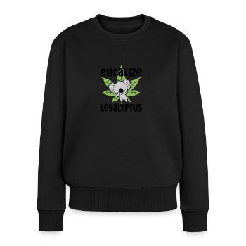 Eucalize Legalyptus Meme Koala Weed Lover - Women's Premium Organic Jumper - black - Front - Julia (174cm)