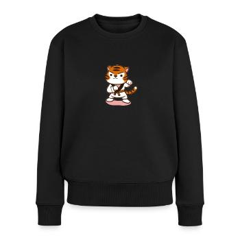 Cute Fighting Tiger Karate - Frauen Premium Bio Pullover - Schwarz - Vorne - Julia (174cm)