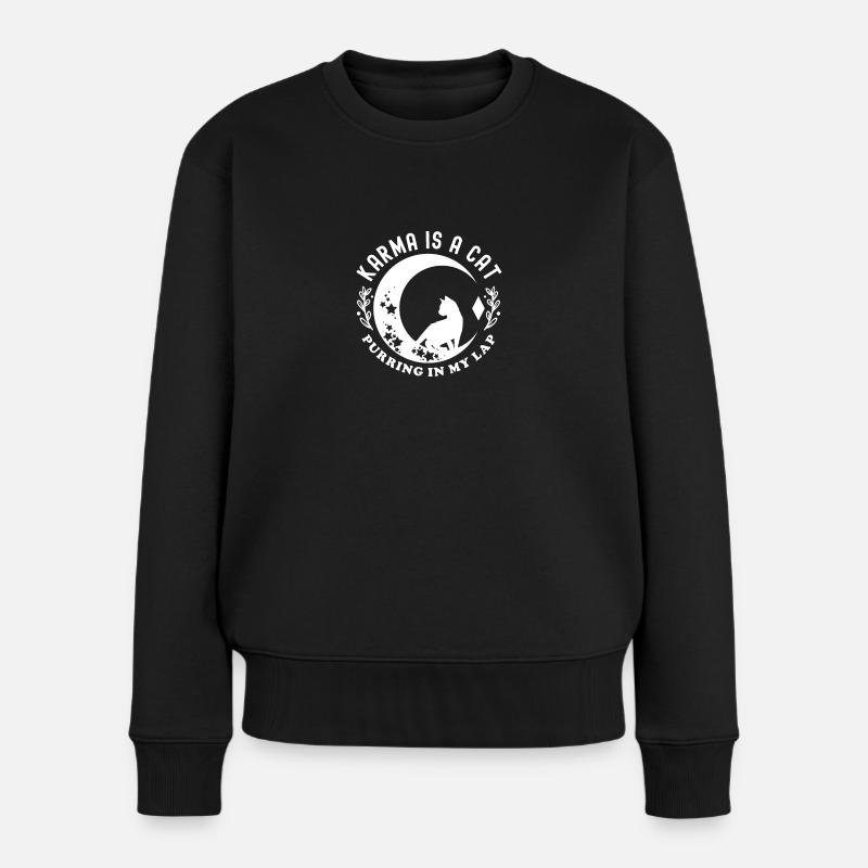 Karma Is A Cat Purring In My Lap Celestial - Frauen Premium Bio Pullover - Schwarz